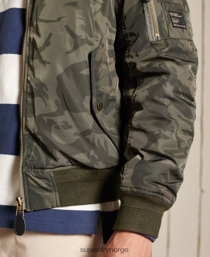 Superdry grønn klær 86P46D4575 ma1 bomberjakke med hette menn