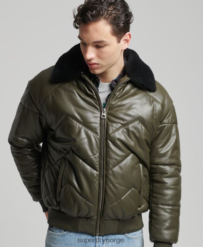 Superdry grønn klær 86P46D4666 heritage pufferjakke i skinn menn