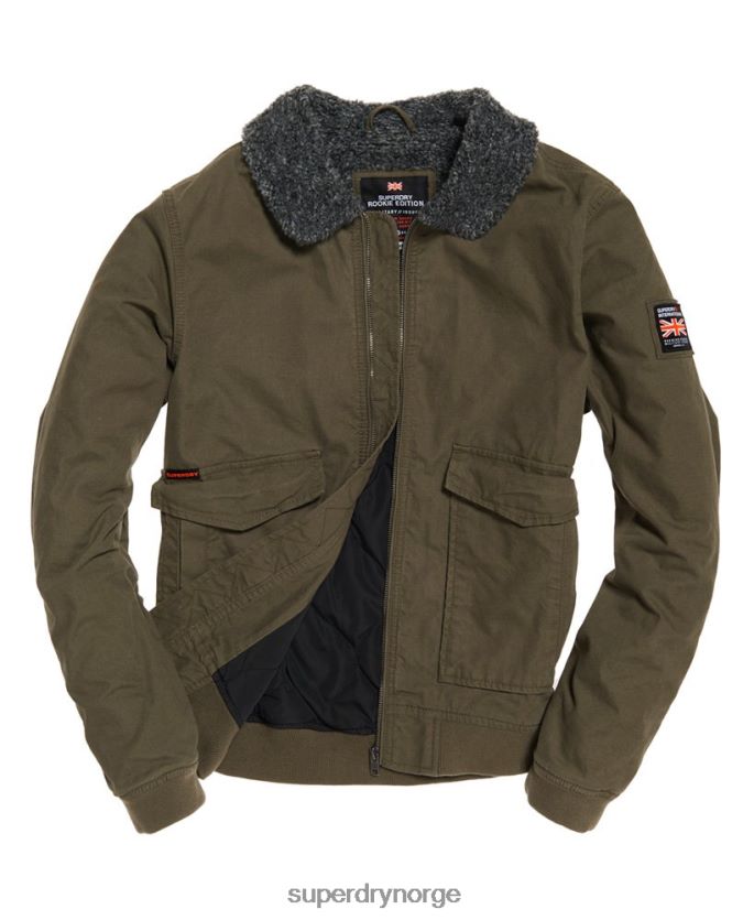 Superdry grønn klær 86P46D4706 rookie vinter aviator bomber jakke menn