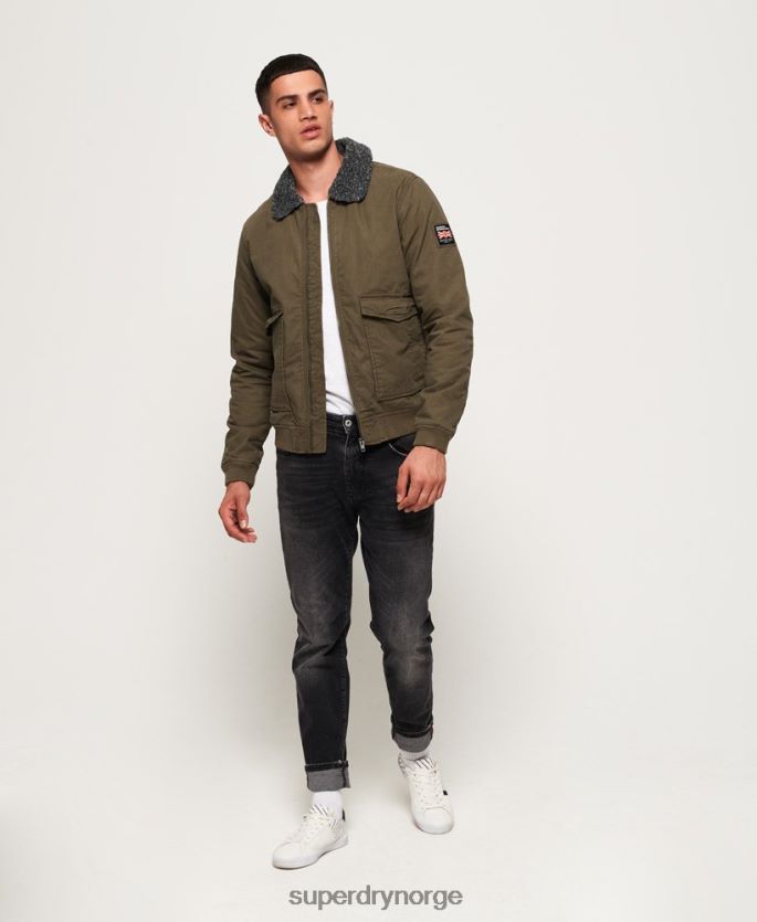 Superdry grønn klær 86P46D4706 rookie vinter aviator bomber jakke menn
