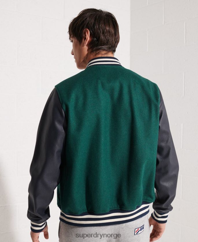 Superdry grønn klær 86P46D4728 ull varsity baseballjakke menn