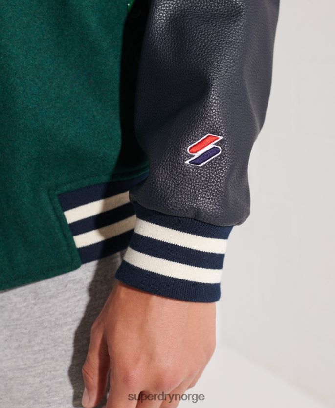 Superdry grønn klær 86P46D4728 ull varsity baseballjakke menn