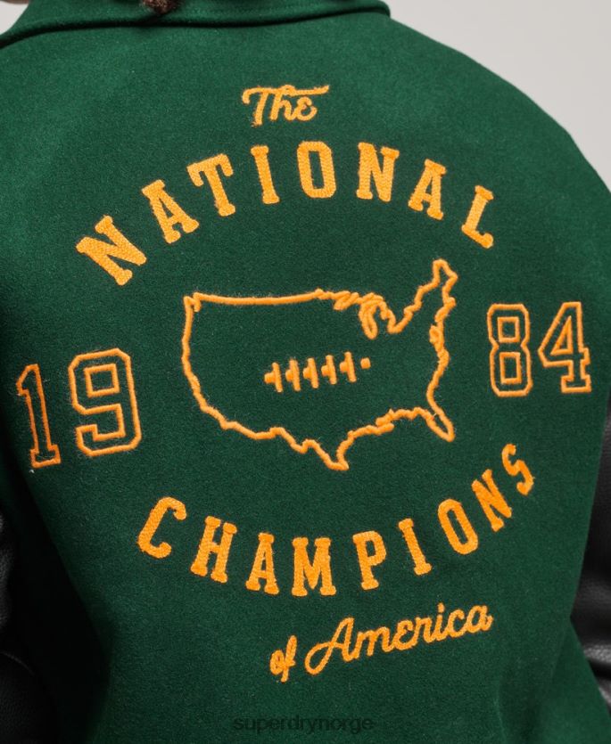 Superdry grønn klær 86P46D933 college varsity patch bomberjakke menn