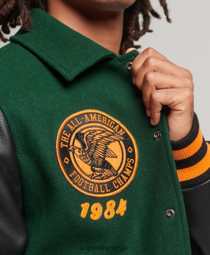 Superdry grønn klær 86P46D933 college varsity patch bomberjakke menn