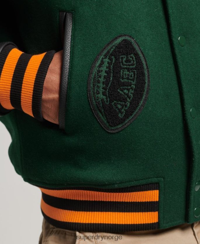 Superdry grønn klær 86P46D933 college varsity patch bomberjakke menn