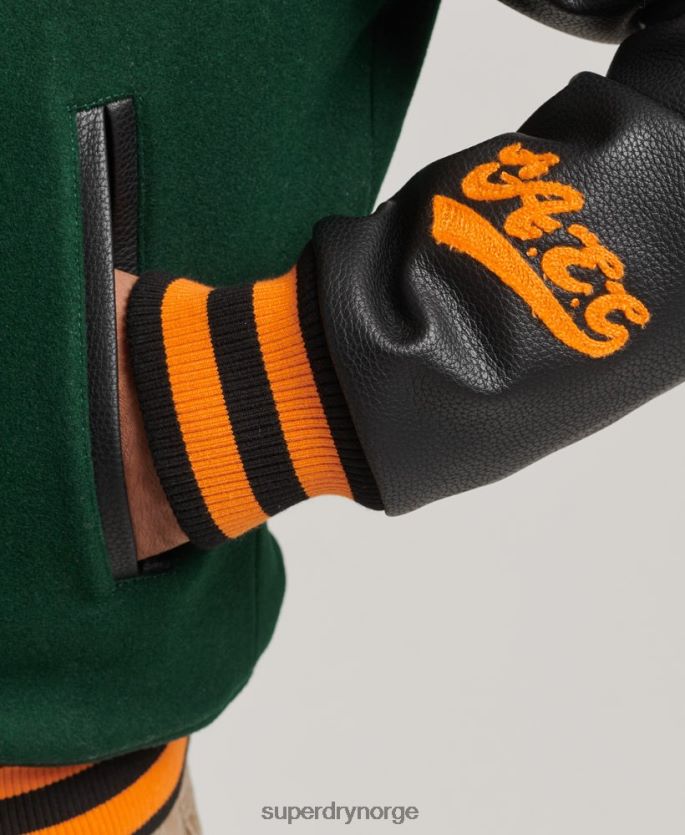 Superdry grønn klær 86P46D933 college varsity patch bomberjakke menn