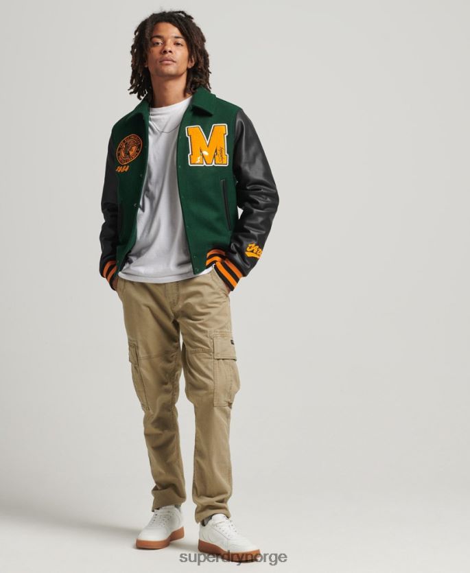 Superdry grønn klær 86P46D933 college varsity patch bomberjakke menn