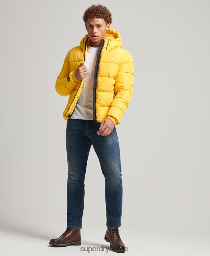 Superdry gul klær 86P46D960 sport puffer hettejakke menn