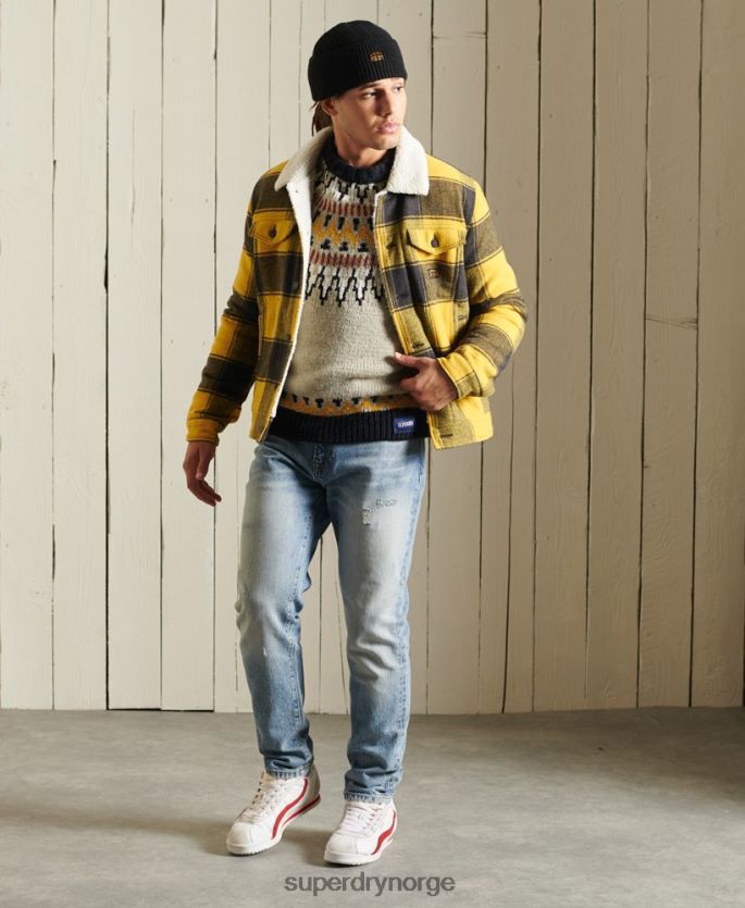 Superdry gull klær 86P46D4593 highwayman ull sherpa trucker jakke menn