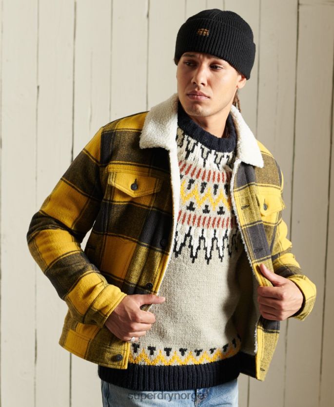 Superdry gull klær 86P46D4593 highwayman ull sherpa trucker jakke menn