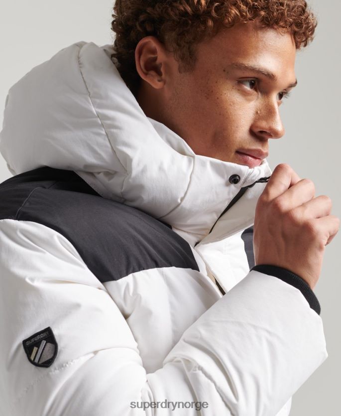 Superdry hvit klær 86P46D1054 hette quilt puffer jakke menn