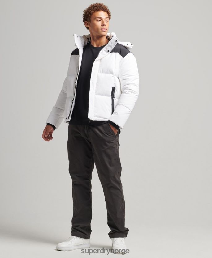 Superdry hvit klær 86P46D1054 hette quilt puffer jakke menn