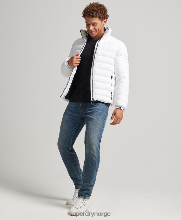 Superdry hvit klær 86P46D4695 klassisk pufferjakke med logo menn