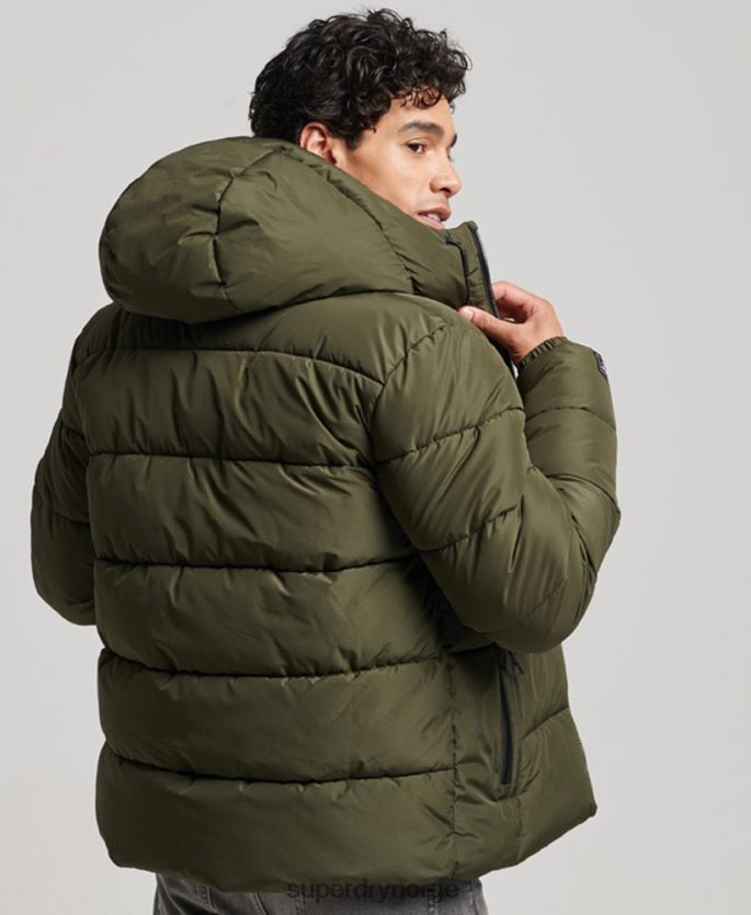 Superdry kaki klær 86P46D1020 sport puffer hettejakke menn