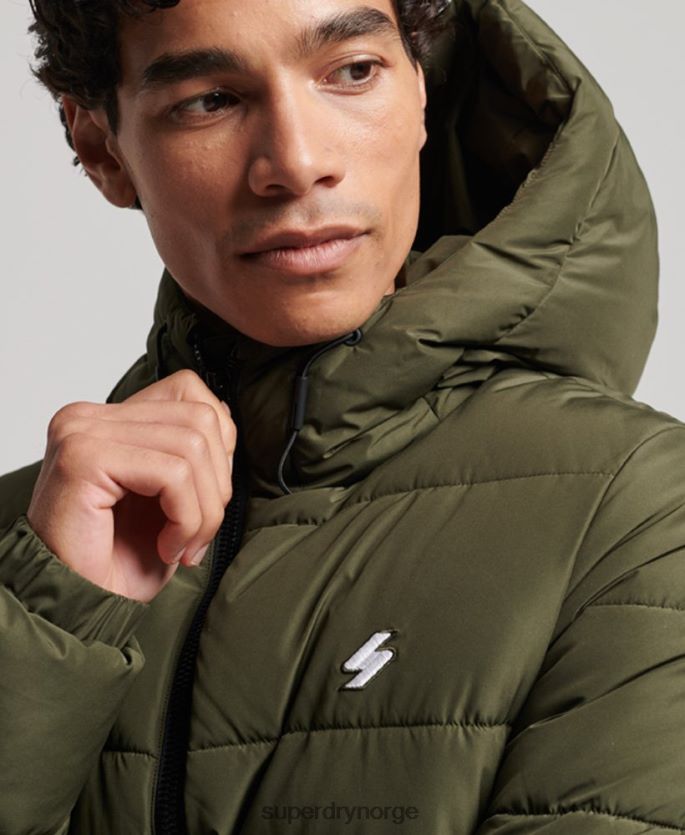 Superdry kaki klær 86P46D1020 sport puffer hettejakke menn