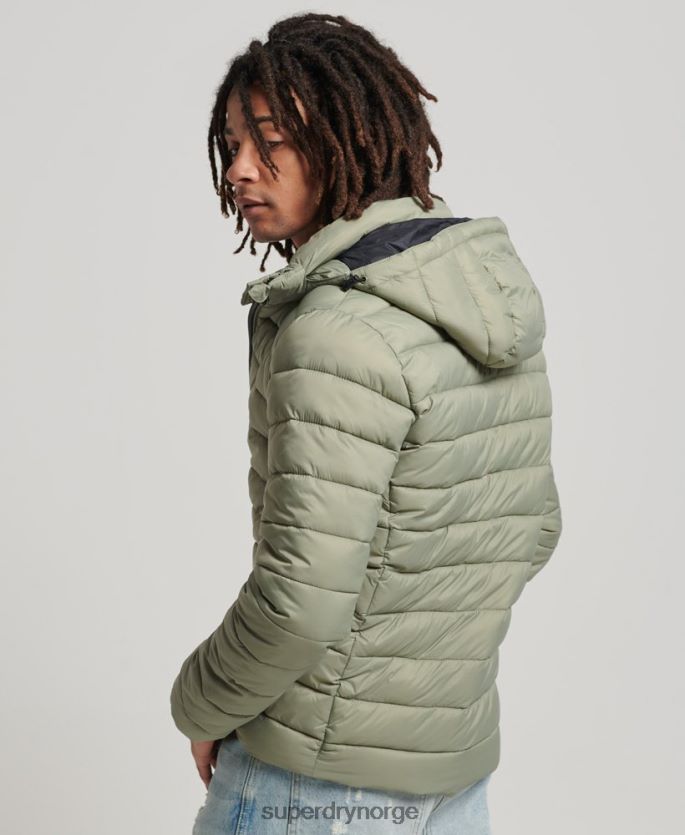 Superdry kaki klær 86P46D1070 klassisk pufferjakke med hette menn