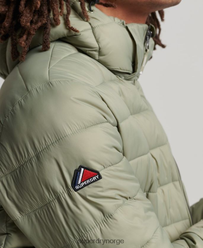 Superdry kaki klær 86P46D1070 klassisk pufferjakke med hette menn