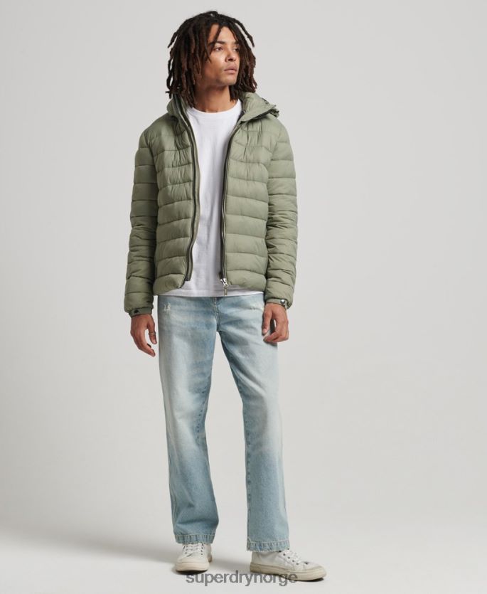 Superdry kaki klær 86P46D1070 klassisk pufferjakke med hette menn
