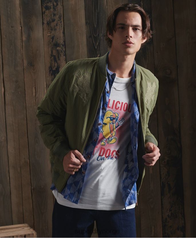 Superdry kaki klær 86P46D4772 begrenset opplag tørr suvenirjakke menn