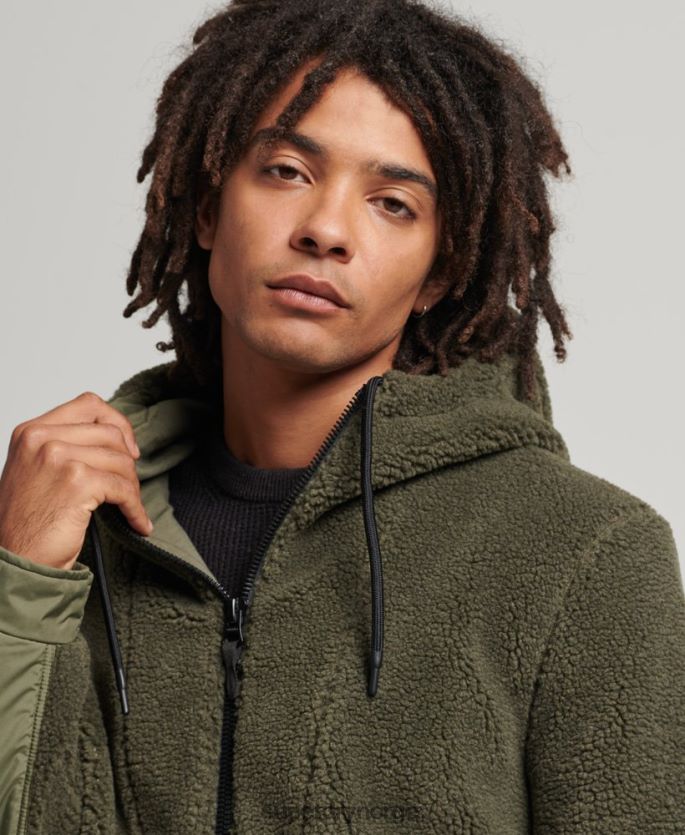 Superdry kaki klær 86P46D5005 xpd hybrid borg jakke menn