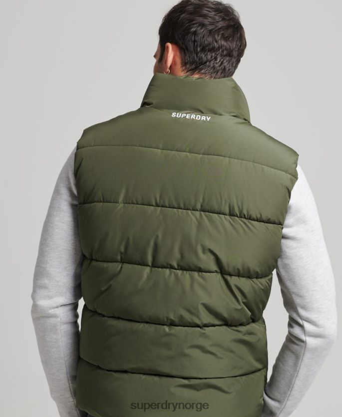 Superdry kaki klær 86P46D990 sport puffer gilet uten hette menn