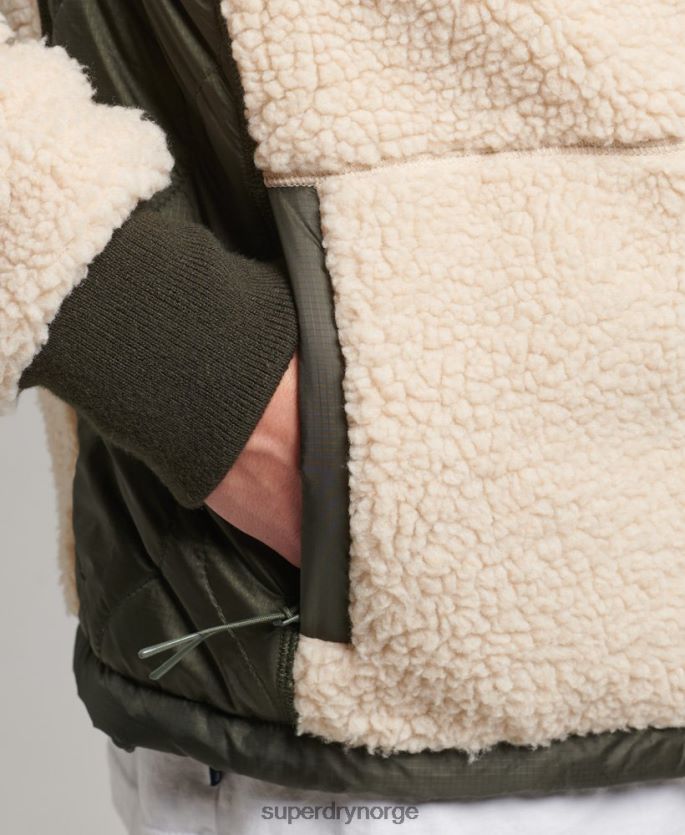Superdry krem klær 86P46D4453 sherpa jakke med glidelås menn