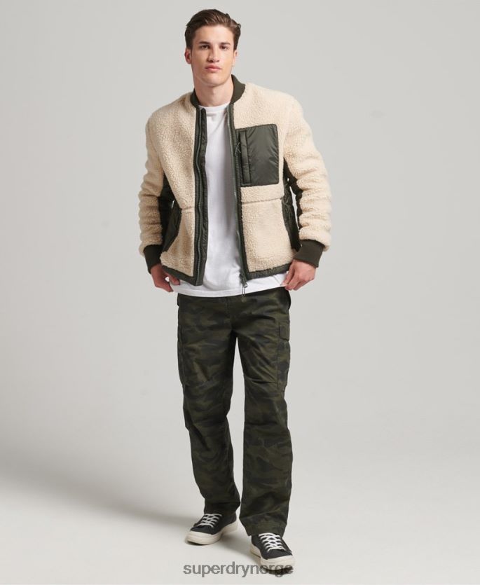 Superdry krem klær 86P46D4453 sherpa jakke med glidelås menn