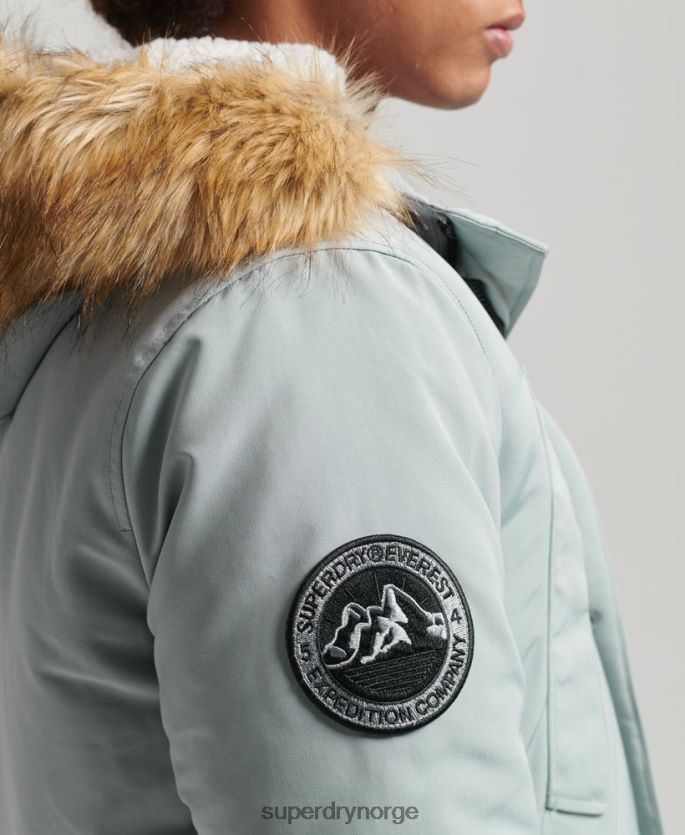 Superdry lyse blå klær 86P46D1007 parka med hette fra everest fuskepels menn