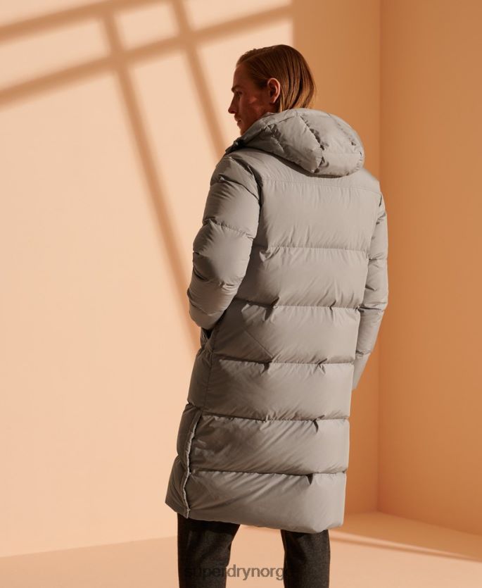 Superdry lysegrå klær 86P46D4720 longline resirkulert dunjakke i begrenset opplag menn