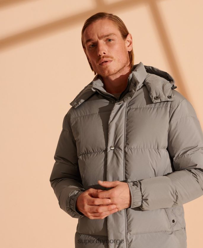 Superdry lysegrå klær 86P46D4720 longline resirkulert dunjakke i begrenset opplag menn