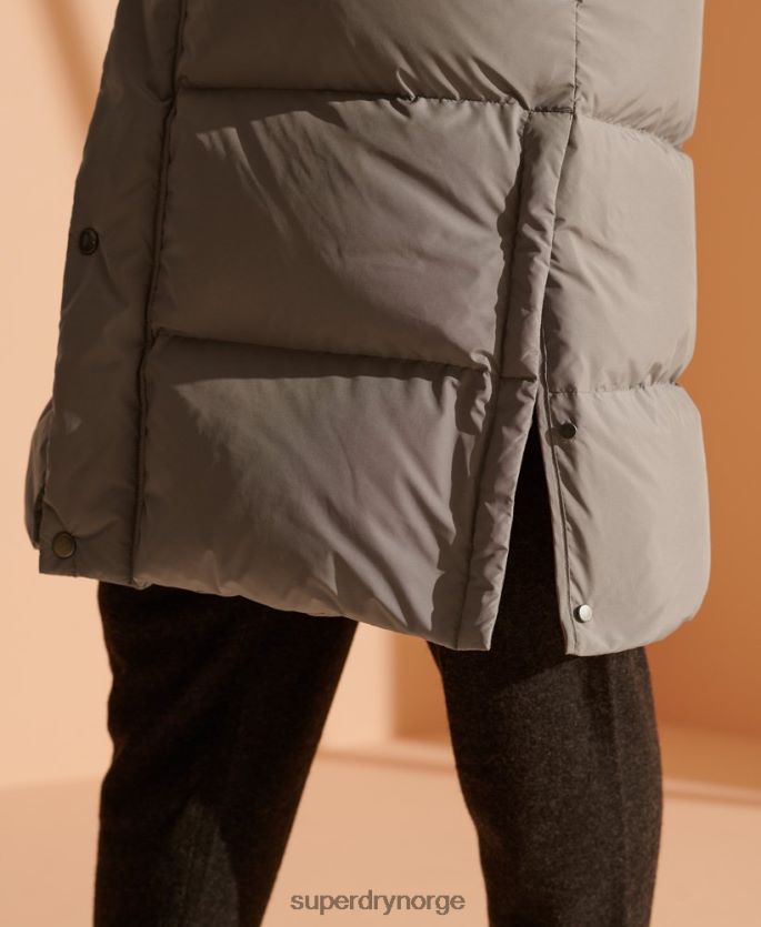 Superdry lysegrå klær 86P46D4720 longline resirkulert dunjakke i begrenset opplag menn