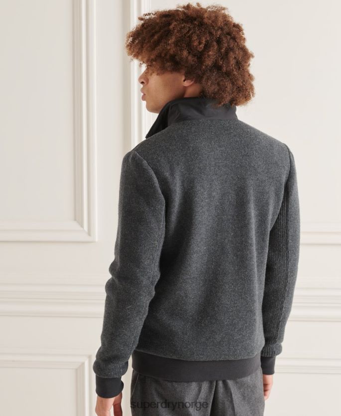 Superdry mørk grå klær 86P46D1039 studios polstret strikket mix jakke menn