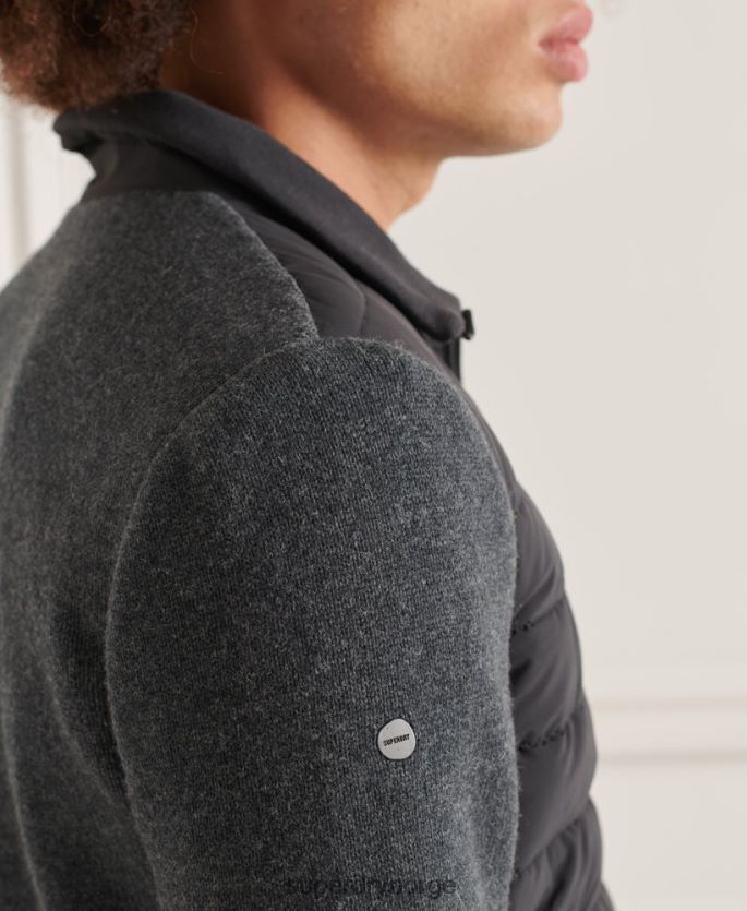 Superdry mørk grå klær 86P46D1039 studios polstret strikket mix jakke menn