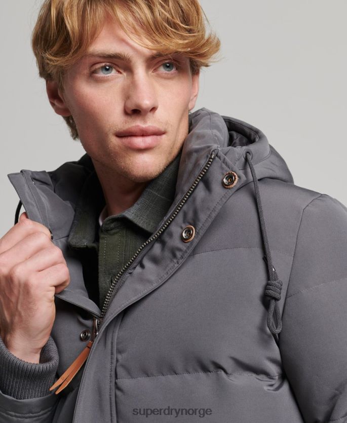Superdry mørk grå klær 86P46D1049 everest pufferjakke med hette menn