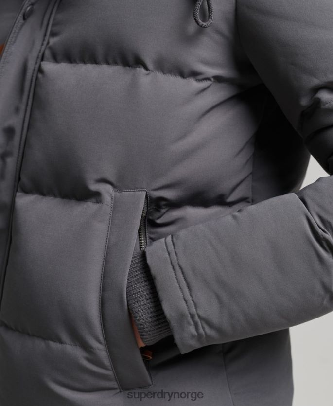 Superdry mørk grå klær 86P46D1049 everest pufferjakke med hette menn