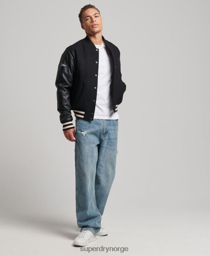 Superdry mørk grå klær 86P46D1050 college varsity bomberjakke menn