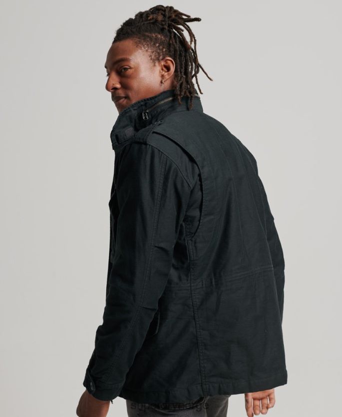 Superdry mørk grå klær 86P46D4434 militær m65 felt borg fôret jakke menn