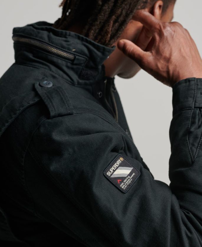 Superdry mørk grå klær 86P46D4434 militær m65 felt borg fôret jakke menn