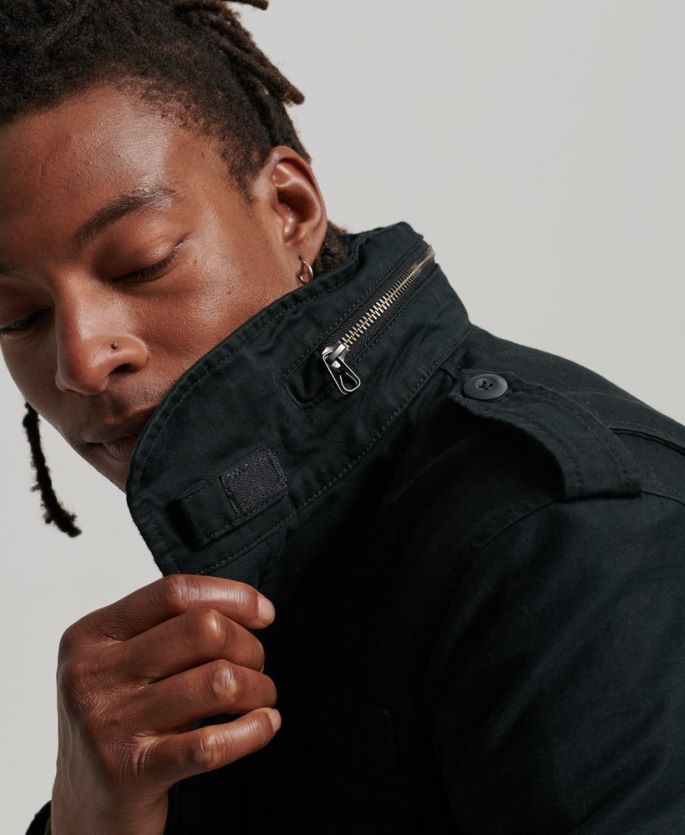 Superdry mørk grå klær 86P46D4434 militær m65 felt borg fôret jakke menn