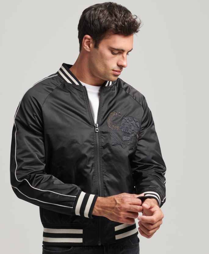 Superdry mørk grå klær 86P46D4459 vintage sukajan bomberjakke menn