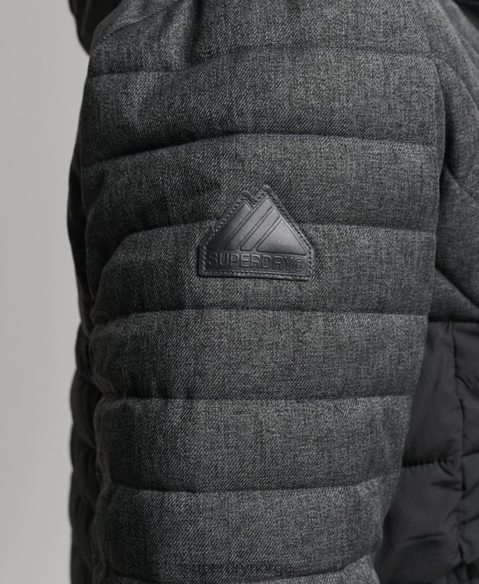 Superdry mørk grå klær 86P46D4548 tweed mix fuji jakke menn