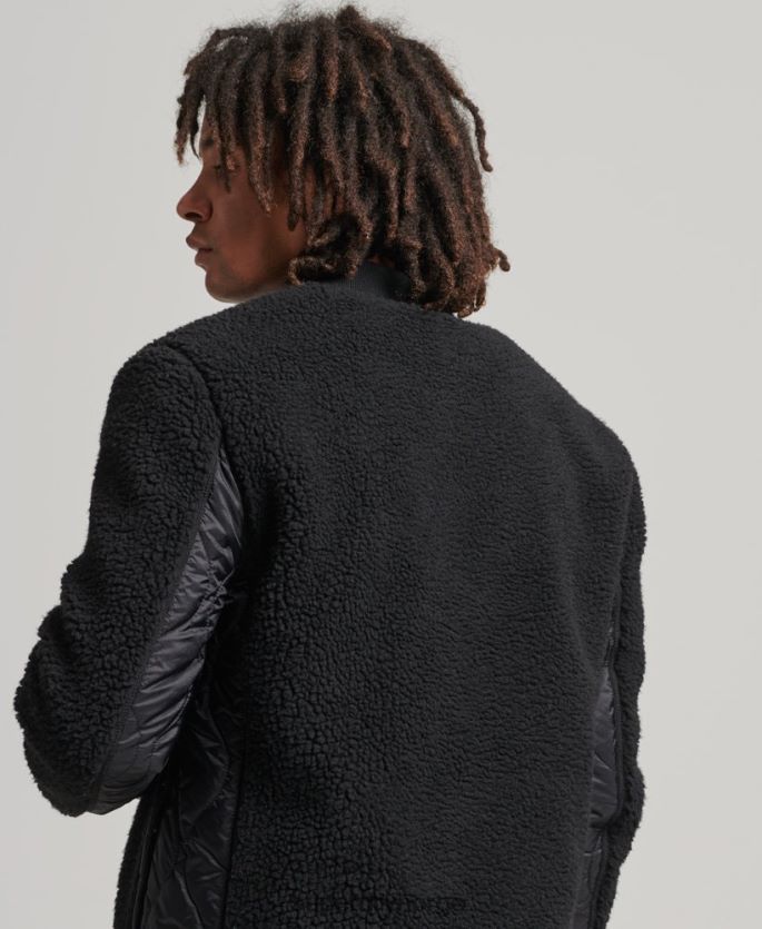 Superdry mørk grå klær 86P46D4692 sherpa jakke med glidelås menn