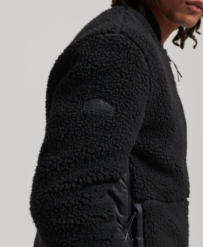 Superdry mørk grå klær 86P46D4692 sherpa jakke med glidelås menn