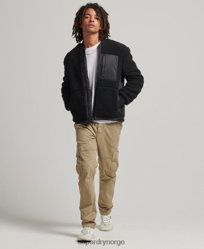 Superdry mørk grå klær 86P46D4692 sherpa jakke med glidelås menn