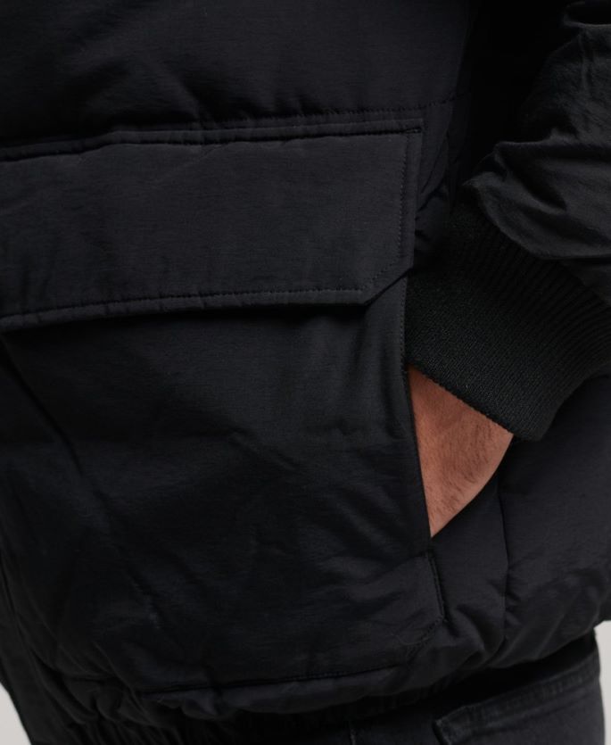 Superdry mørk grå klær 86P46D4696 fjell puffer jakke menn