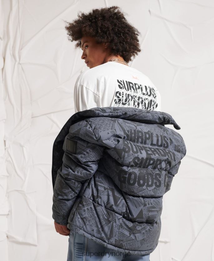 Superdry mørk grå klær 86P46D4780 overflødig reflekterende dunjakke menn