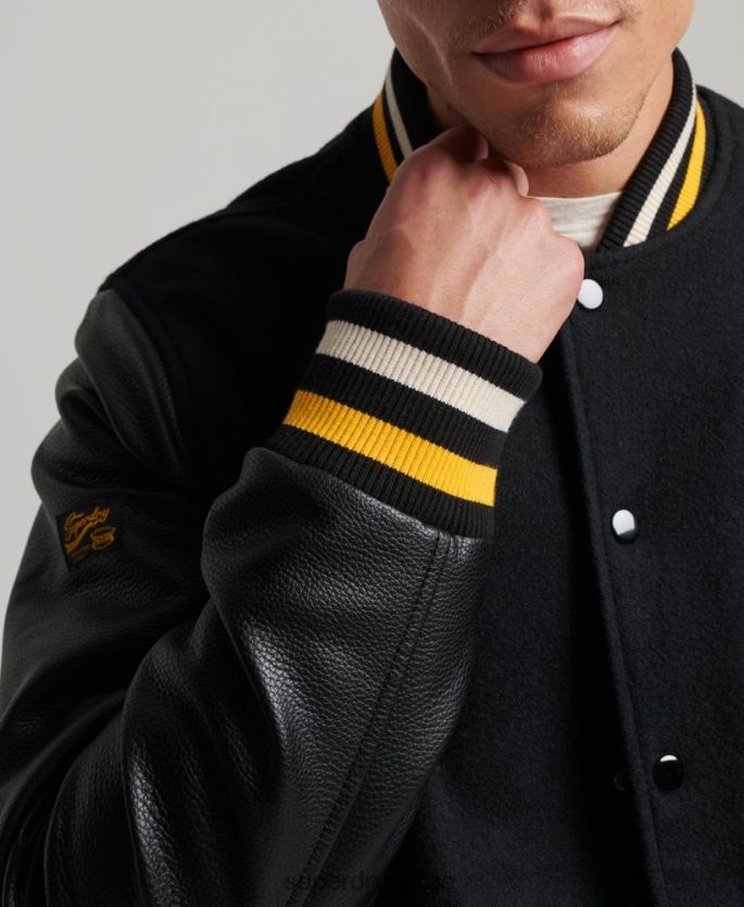 Superdry mørk grå klær 86P46D927 vintage college varsity bomberjakke menn