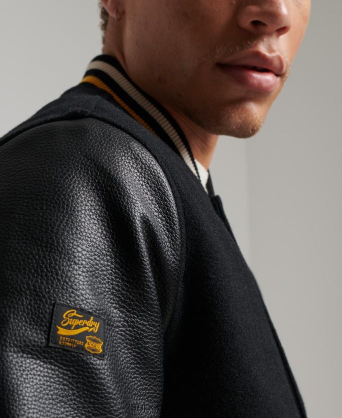 Superdry mørk grå klær 86P46D927 vintage college varsity bomberjakke menn