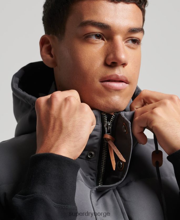 Superdry mørk grå klær 86P46D963 everest hette puffer gilet menn