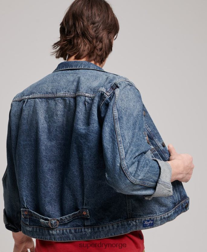 Superdry mørke blå klær 86P46D4617 vintage arbeider trucker jakke menn